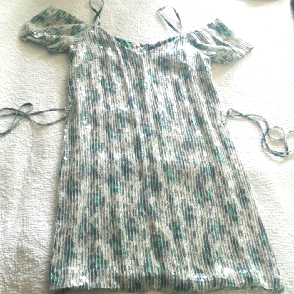French Connection feather fields sequin dress